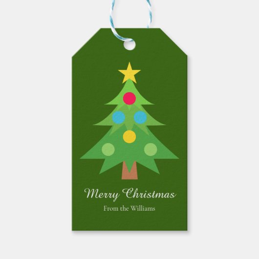 Einfach frohe Weihnachtsbaum Grüner Urlaub Geschenkanhänger (Vorderseite)