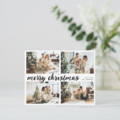 Einfach frohe Weihnachtskalligraphie 4 FamilienFot Feiertagskarte (Stehend Vorderseite)