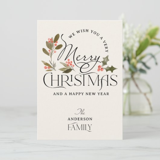 Einfach frohe Weihnachtskarte Einladung (Stehend Vorderseite)