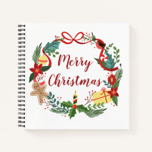 Einfach froher Weihnachtskranz   Notebook Notizblock