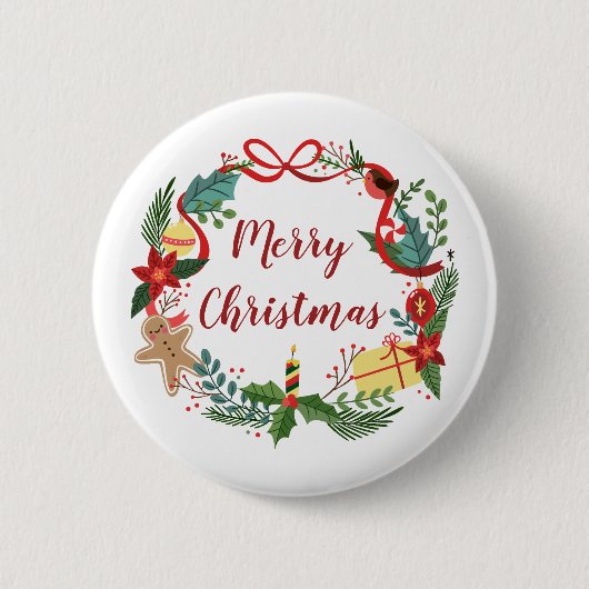 Einfach froher Weihnachtskranz | Schaltfläche Butt Button (Vorderseite)