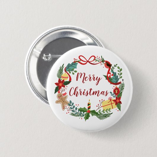 Einfach froher Weihnachtskranz | Schaltfläche Butt Button (Vorne & Hinten)