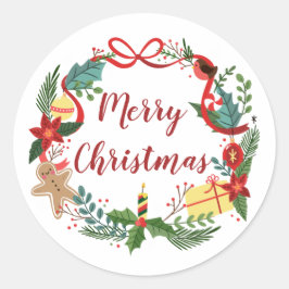 Einfach froher Weihnachtskranz | SIEGEL Runder Aufkleber