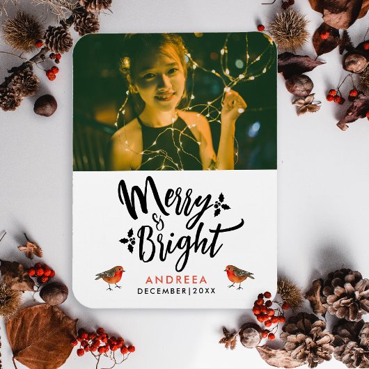 Einfach fröhlich und hell Robin Foto Typo Magnet