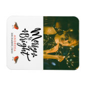 Einfach fröhlich und hell Robin Foto Typo Magnet (Horizontal)