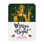 Einfach fröhlich und hell Robin Foto Typo Magnet (Vertikal)