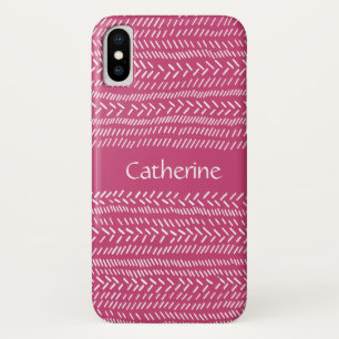 Einfach Fuchsienrosa Weiße Streifen Boho Name hinz Case-Mate iPhone Hülle