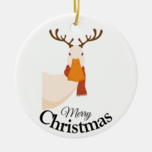 Einfach Funny Cartoon Frohe Weihnachtsduck Keramik Ornament (Vorne)