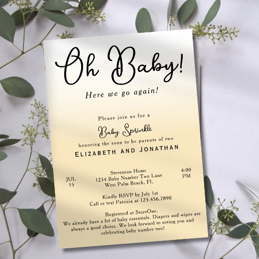 Einfach Funny Oh Baby Yellow 2. Baby Sprinkle Einladung