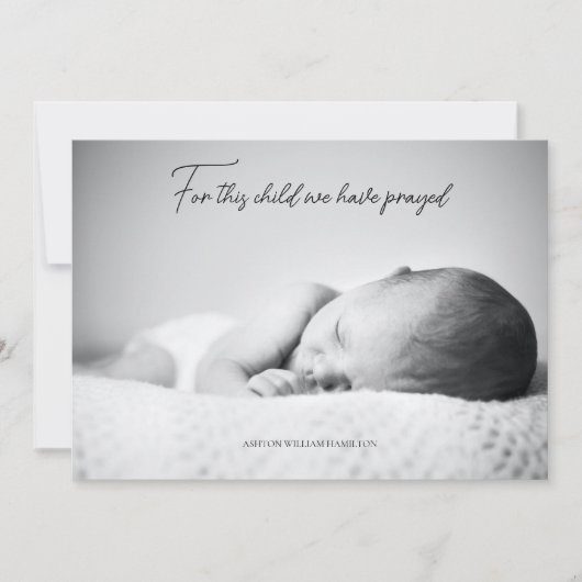 Einfach Für Dieses Kind Haben Wir Gebetet Baby Sh Dankeskarte (Vorderseite)