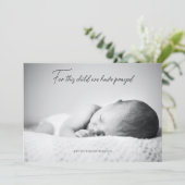 Einfach Für Dieses Kind Haben Wir Gebetet Baby Sh Dankeskarte (Stehend Vorderseite)