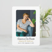 Einfach für immer in unserem Herz-Foto-Beerdigung Dankeskarte (Stehend Vorderseite)