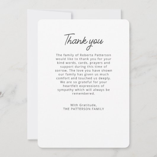 Einfach für immer in unserem Herz-Foto-Beerdigung Dankeskarte (Rückseite)