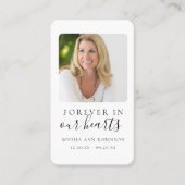 Einfach für immer in unserer Herz-Foto-Beerdigungs Visitenkarte (Vorderseite)