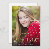 Einfach Geblüht Gold Typ 1 Foto Grad Party Einladung (Vorne/Hinten)