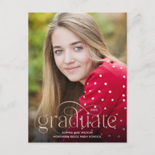 Einfach Geblüht Rose Gold Type Foto Abschluss Postkarte