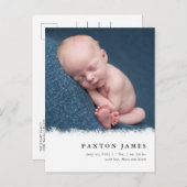 Einfach gebürstetes Frame Baby Foto Birth Ankündigungspostkarte (Vorne/Hinten)