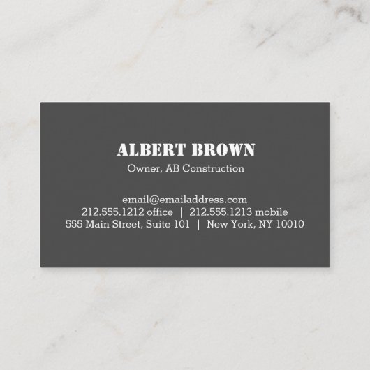 Einfach gelb grau Monogram Construction Electric Visitenkarte (Rückseite)