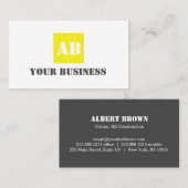 Einfach gelb grau Monogram Construction Electric Visitenkarte (Vorne/Hinten)