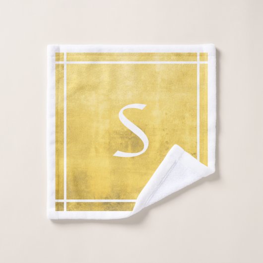 Einfach gelber Grau Abstrakt gestreift Badhandtuch Set (Waschlappen)