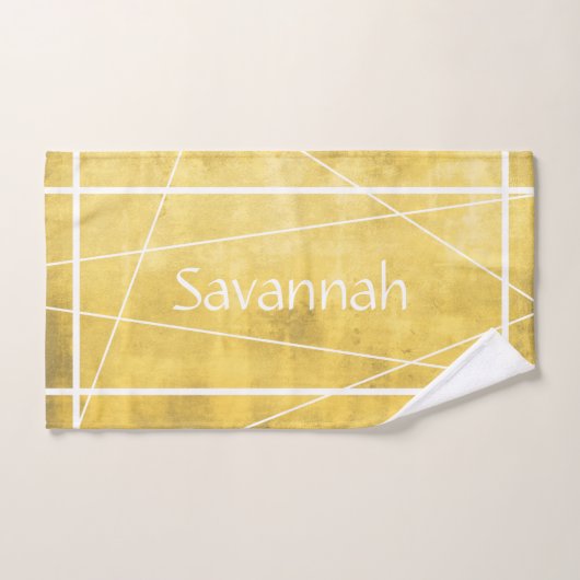 Einfach gelber Grau Abstrakt gestreift Badhandtuch Set (Handtuch)