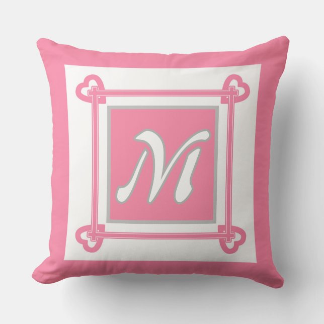 Einfach, geometrisch, Muster, Rosa, Grau Kissen (Vorderseite)