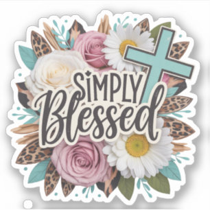Einfach Gesegnet Floral Christlich Aufkleber