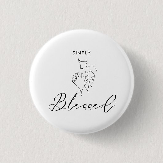Einfach Gesegnet Minimalistische Christliche Linie Button (Vorderseite)