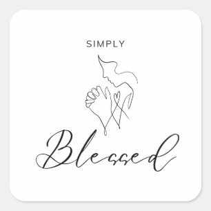 Einfach Gesegnet Minimalistische Christliche Linie Quadratischer Aufkleber