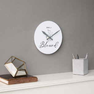 Einfach Gesegnet Minimalistische Christliche Linie Runde Wanduhr