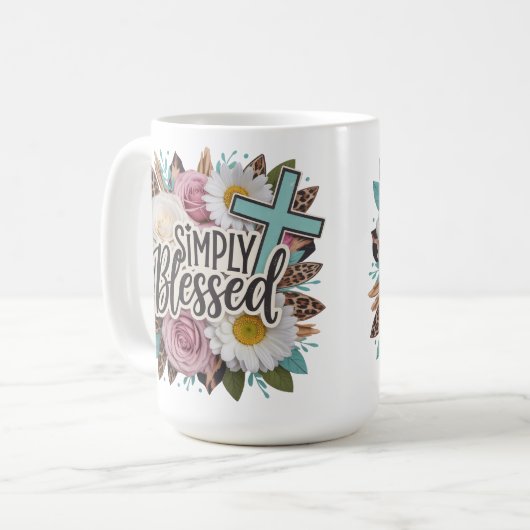 Einfach gesegnetes Christliches Kreuz Kaffeetasse (Vorderseite Links)