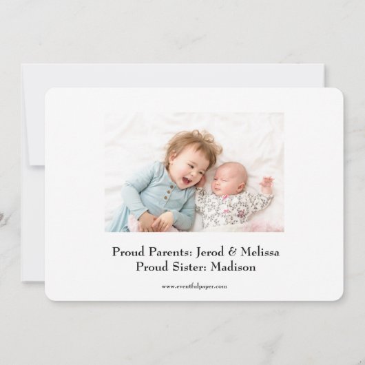 Einfach gesegnetes Rosa - Geburtsankündigung Einladung (Rückseite)