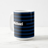Einfach gestreifter dunkelblauer und schwarzer Ind Kaffeetasse (Vorderseite Links)