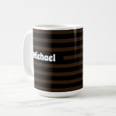 Einfach gestreifter dunkelbrauner und schwarzer In Kaffeetasse (Vorderseite Links)