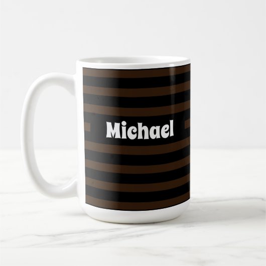 Einfach gestreifter dunkelbrauner und schwarzer In Kaffeetasse (Links)