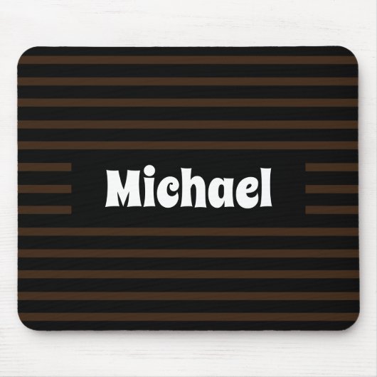 Einfach gestreifter dunkelbrauner und schwarzer In Mousepad (Vorne)