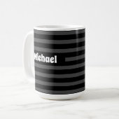 Einfach gestreifter dunkelgrauer und schwarzer Ind Kaffeetasse (Vorderseite Links)