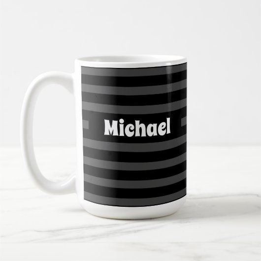 Einfach gestreifter dunkelgrauer und schwarzer Ind Kaffeetasse (Links)
