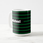 Einfach gestreifter dunkelgrüner und schwarzer Ind Kaffeetasse (Vorderseite Links)