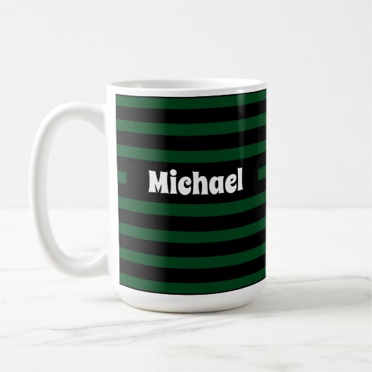Einfach gestreifter dunkelgrüner und schwarzer Ind Kaffeetasse (Links)