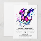 Einfach gestrichen Dragon Digital Boy Geburtstag Einladung (Vorne/Hinten)