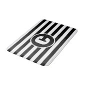 Einfach gestrichene, schwarz-weiß gestreifte Bath- Badematte (Schrägansicht)