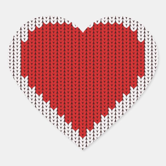 Einfach gestricktes Wool Look I Liebe Sie Valentin Herz-Aufkleber (Vorderseite)
