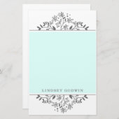 Einfach Gezeichnet Blumenblau Briefpapier (Vorne/Hinten)