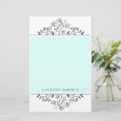 Einfach Gezeichnet Blumenblau Briefpapier (Stehend Vorderseite)