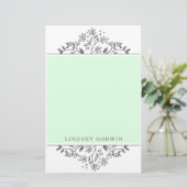 Einfach Gezeichnet Blumengrün Briefpapier (Stehend Vorderseite)