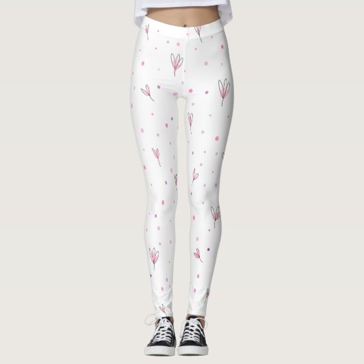 Einfach Gezeichnet Blumenmuster Leggings (Vorderseite)