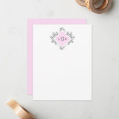 Einfach Gezeichnet Blumenrosa Mitteilungskarte (Vorderseite/Rückseite Beispiel)