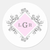 Einfach Gezeichnet Blumenrosa Runder Aufkleber (Vorderseite)