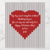 Einfach gezogene Wolle schauen ich Liebe Sie Valen Weinetikett (Einzelnes Label)